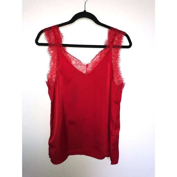 Lulu's Red Flirty Eyelash Lace Trim Cami Top - M - Picture 5 of 6